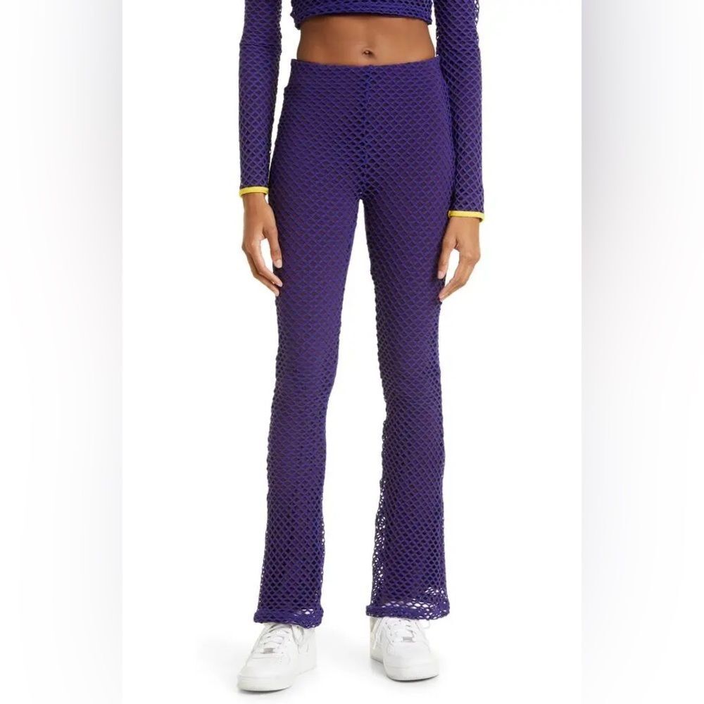 NEW Diamond Mesh Bootcut Pants Vibrant Purple Mesh Flare Pants XL